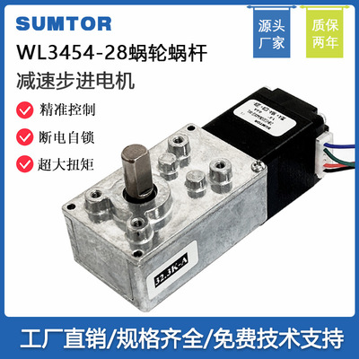 微型28步进电机蜗轮蜗杆3454直角减速器断电自锁减速电机24V马达