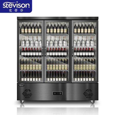 史蒂芬Stevison XSX1458-B 新款三门玻璃展示柜 不锈钢黑色 商用