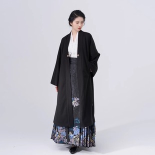 织造司原创宋制汉服[早雾]改良汉元素长褙子外套秋冬呢子大衣日常