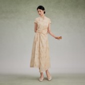 现货琬亭洲织造司新中式 晕染不规则长裙 旗袍改良连衣裙女2025新款