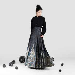 织造司[玄霜麒麟]明制马面裙汉服2025新款仿妆花织金半身裙套装女