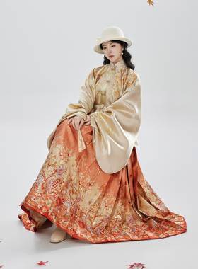 织造司[酿金秋]明制汉服秋日氛围感立领琵琶袖仿妆花织金马面裙女