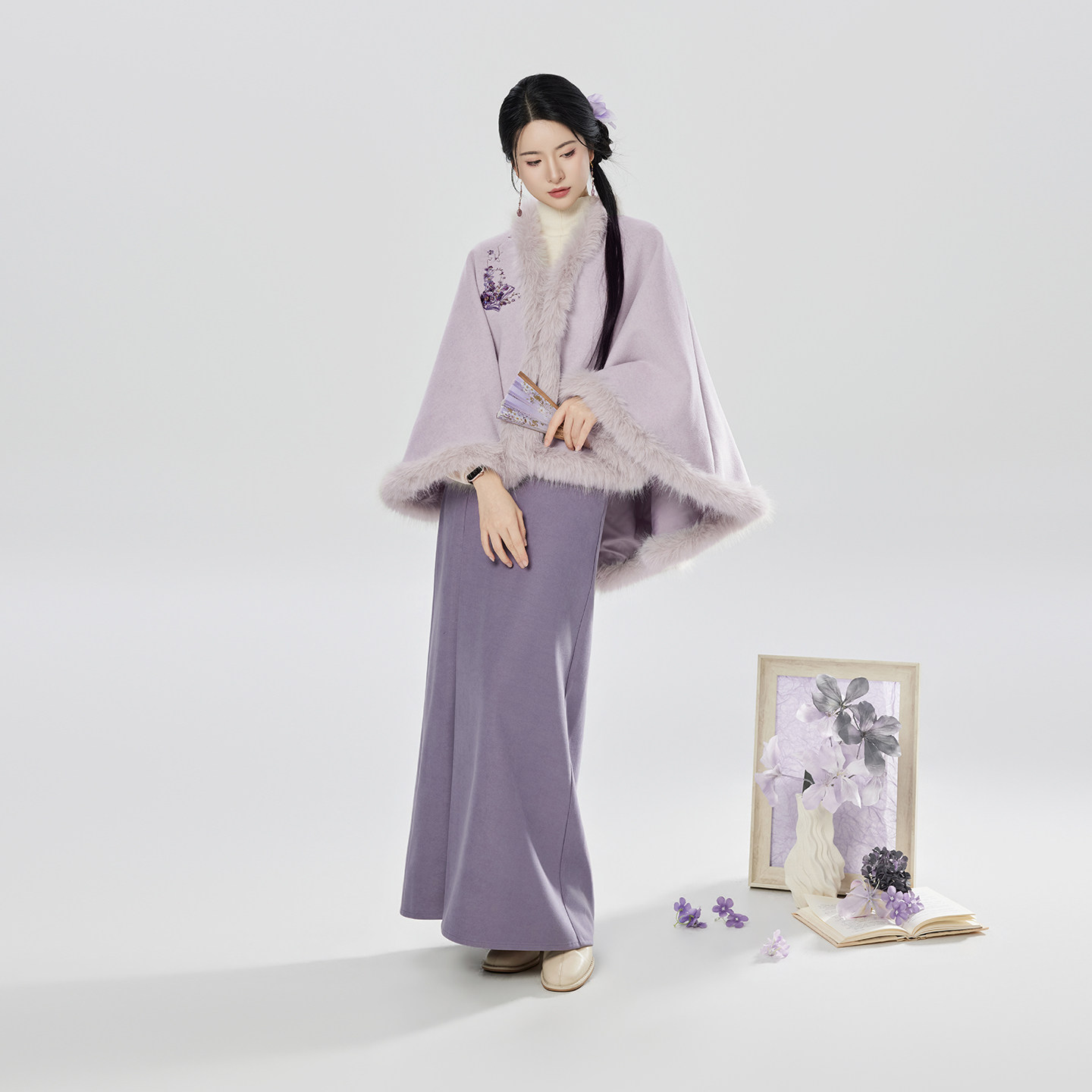 织造司[花漾藏书]新中式斗篷披肩外套上衣女半高领毛衣秋冬半身裙,女装/女士精品,汉服套装,淘宝优惠券,粉丝福利购,淘宝优惠卷