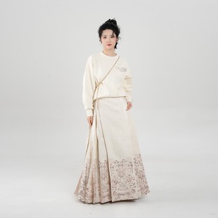 织造司[金莲宝相]原创新中式马面裙汉服套装暗纹织金半身裙配卫衣