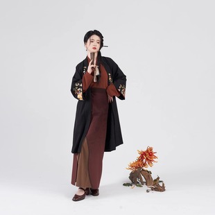 暗香盈袖织造司原创宋制汉服对襟衫磨毛外套飞机袖不规则拼接旋裙