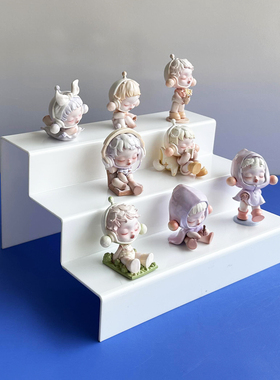 多功能白色简约公仔展示海贼王Q版手办模型收纳化妆品展示架定制