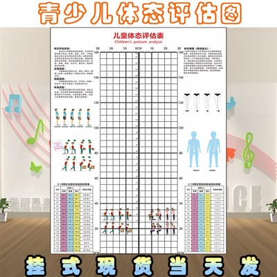可定制青少年体态评估表站姿身高体态图少儿形体评估图儿童体态对