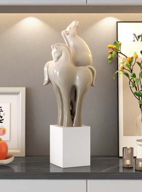 新中式马到成功马摆件工艺品y客厅玄关酒柜装饰办公室乔迁开业礼