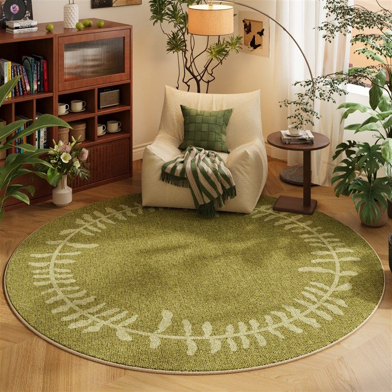 绿色圆形中古风地毯客厅衣帽间书房休闲区地垫梳妆台椅子垫免打理,居家布艺,地毯,淘宝优惠券,粉丝福利购,淘宝优惠卷