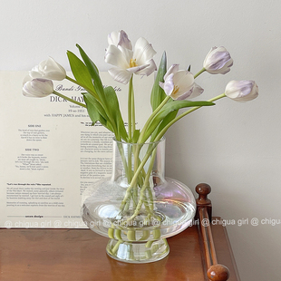 ins风简约现代轻奢灯笼花瓶玻璃高级感透明水培插花客厅装饰摆件