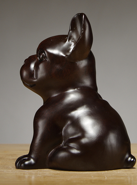 黑檀木雕狗摆件十二生肖狗摆设家居客厅电L视柜办公装饰红木工艺