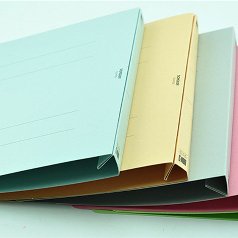 5个装环保纸质文件夹彩色纸制平面文件夹打孔资料夹 A4塑胶夹具单