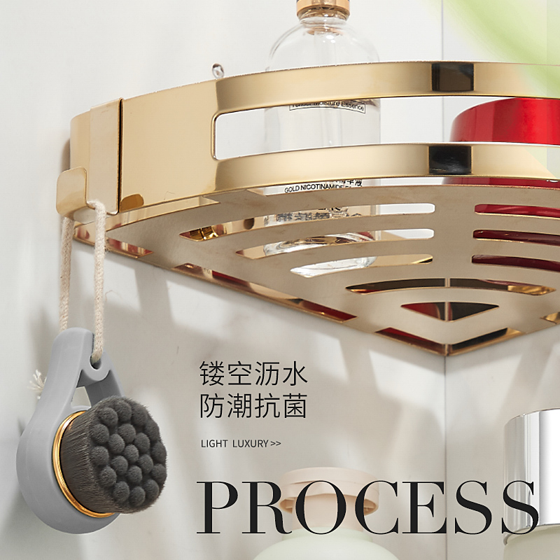 浴室置物架304不锈钢卫生间厕所三角架J轻奢风转角收纳角篮免打孔