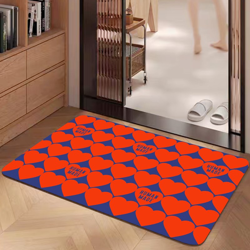 时尚潮牌humanmade爱心硅藻泥浴室地毯地垫防滑吸水W卫生间门口垫