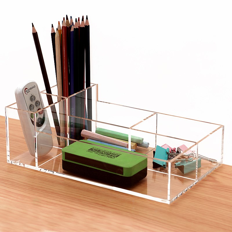 加厚多格粉笔盒讲台学校教室讲桌桌面G杂物整理盒亚克力文具收纳
