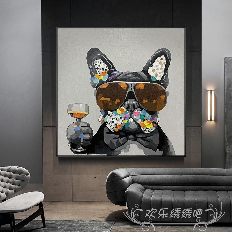 可爱酷狗十字绣202o4新款客厅餐厅刺绣套件现代简约生肖狗满绣手