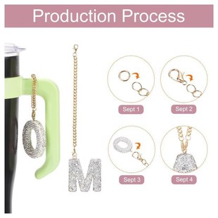 斯坦利杯柄字母吊饰 斯坦利玻璃杯配件 闪亮钻石字母 A 斯坦利配