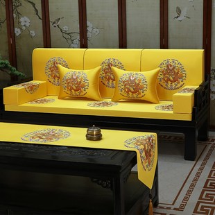 红木沙发坐垫高端新中式实木家具沙发垫套罩刺绣罗汉床垫防滑定制