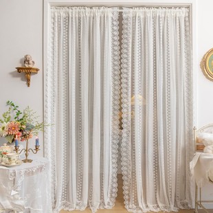 法式轻奢洛可可蕾丝花边窗帘田园风门帘免打孔卧室客厅纱帘高级感