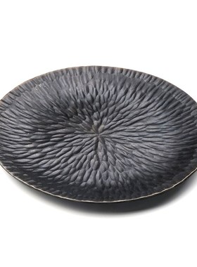 触造TOcUGE 锤纹圆铁盘 手工锻造铁打出 果点盘餐盘茶盘实置物盘