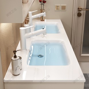 轻奢陶瓷一体双盆实木智能浴室柜全镜智能镜柜洗手盆洗漱双台盆柜