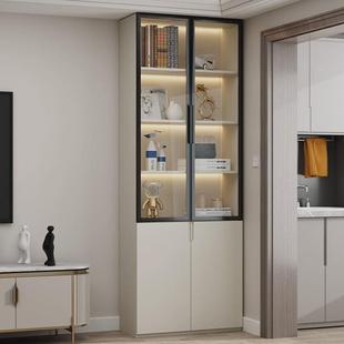 书柜带柜门实木书柜玻璃门书架组合柜防尘客厅一体整体落地展示柜