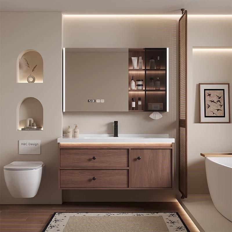 新中式胡桃木智能浴室柜组合陶瓷一体盆卫生间洗漱台洗手池脸盆柜,家装主材,浴室柜组合,淘宝优惠券,粉丝福利购,淘宝优惠卷