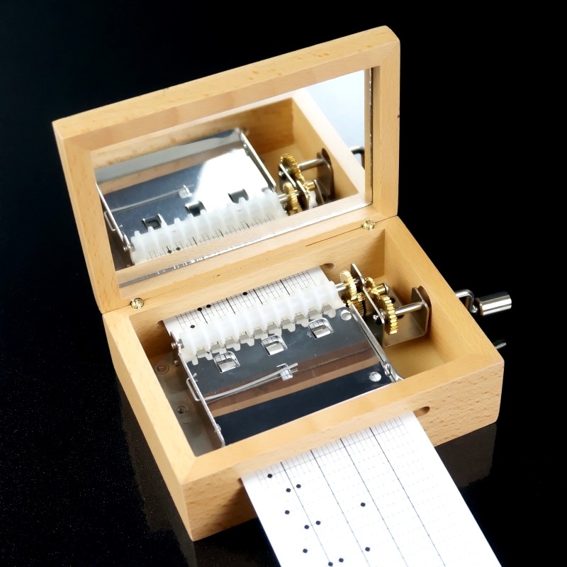 黄铜齿轮30音手摇纸带DIY音乐盒打孔八音盒定制曲目女友生日礼物