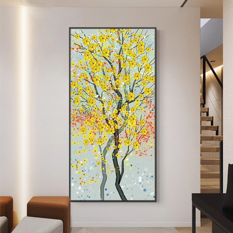 数字油画dciy手工自己画填充走廊玄关装饰挂画大幅画轻奢发财树