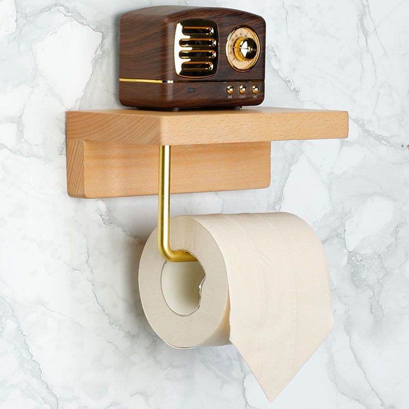 免打孔纸巾架卫生间卷筒纸置物架厕所放手机抽纸盒壁挂黑胡桃实木