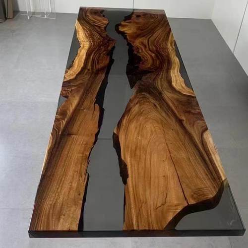 环氧树脂河流桌大板实木t白杨木原木海浪茶桌餐桌茶台茶几整板家