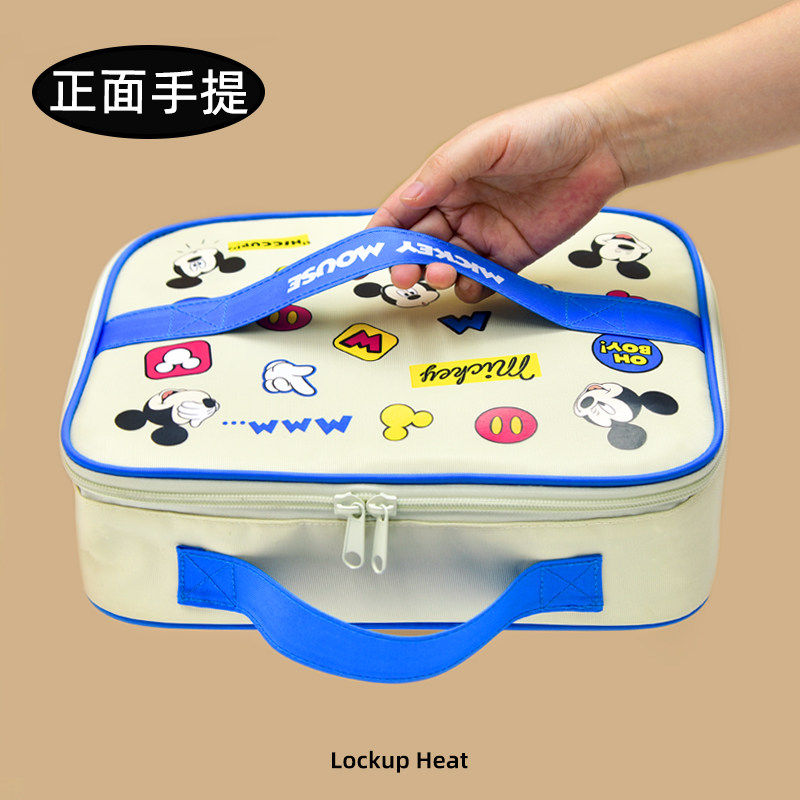 小学生专用扁平饭盒两用便当袋防水保温手提包儿童分Y格餐盘兜便,餐饮具,保温袋,淘宝优惠券,粉丝福利购,淘宝优惠卷