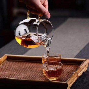 茶具高月牙一体i大容量过滤公道!绿茶玻璃杯茶器漏分加厚泡茶茶壶