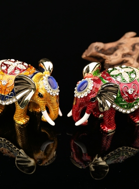 旅行纪念品合金首饰盒泰国大象金属工艺品珠宝装饰V盒创意家居饰