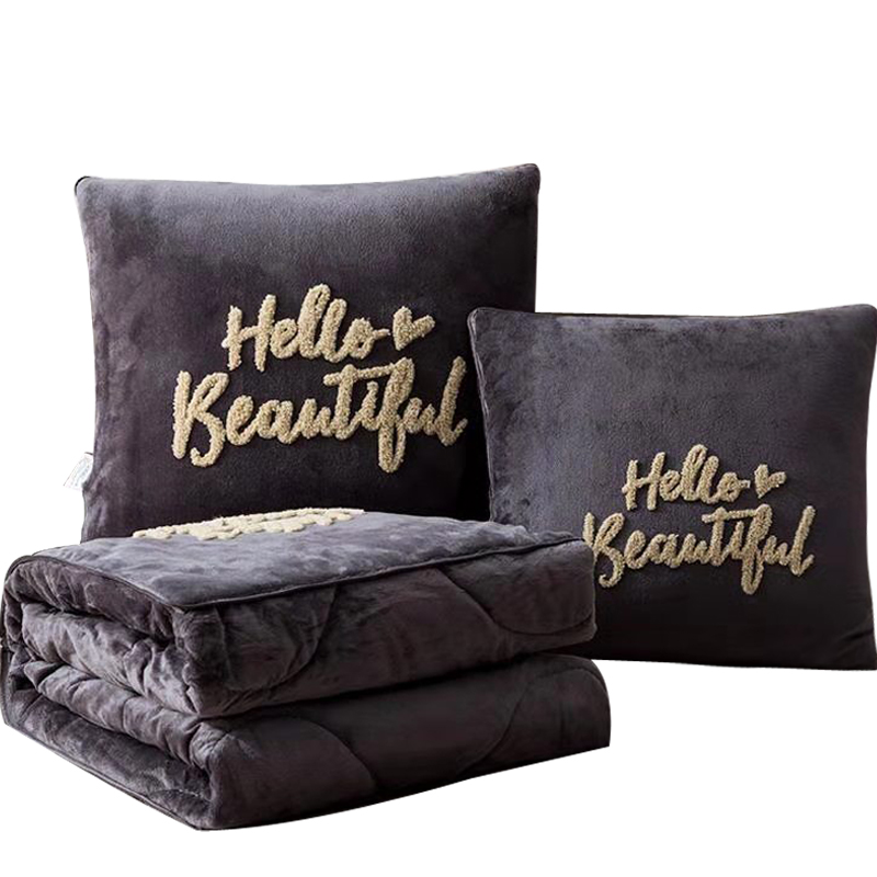 车载抱枕被子两用k加厚珊瑚绒汽车办公室空调被靠垫沙发午睡枕靠