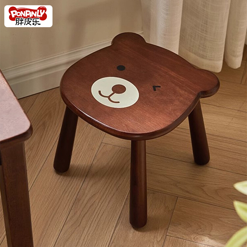 实木动物卡通矮凳小凳子家用小板凳客厅茶几木凳沙发凳圆软包
