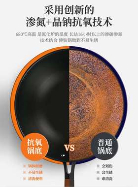 福库（CUCKOO）33cm无涂层COP-MXF3350B铁锅电磁炉炒菜锅精铁炒锅