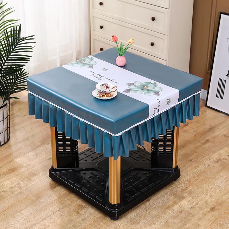 新疆包邮烤火桌罩布艺防水防油防烫长桌布正方形麻将桌罩取暖桌电