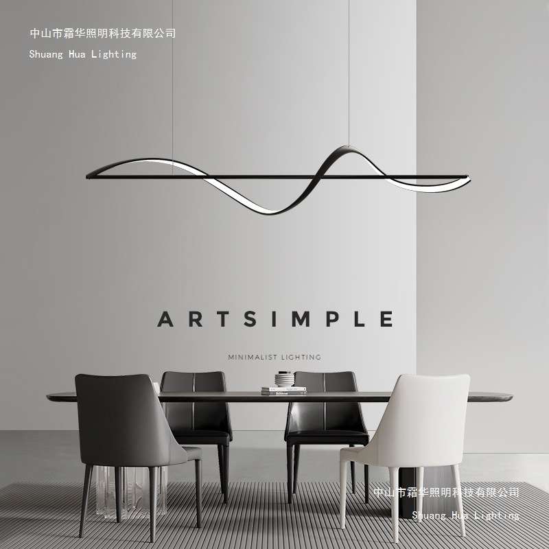 全铜餐厅吊灯简约现代轻奢餐桌岛吧台创意设计师意式极简长条灯具
