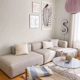 简约小户型家用两三人位布艺沙发棉麻无扶手直排模块组合接待沙发