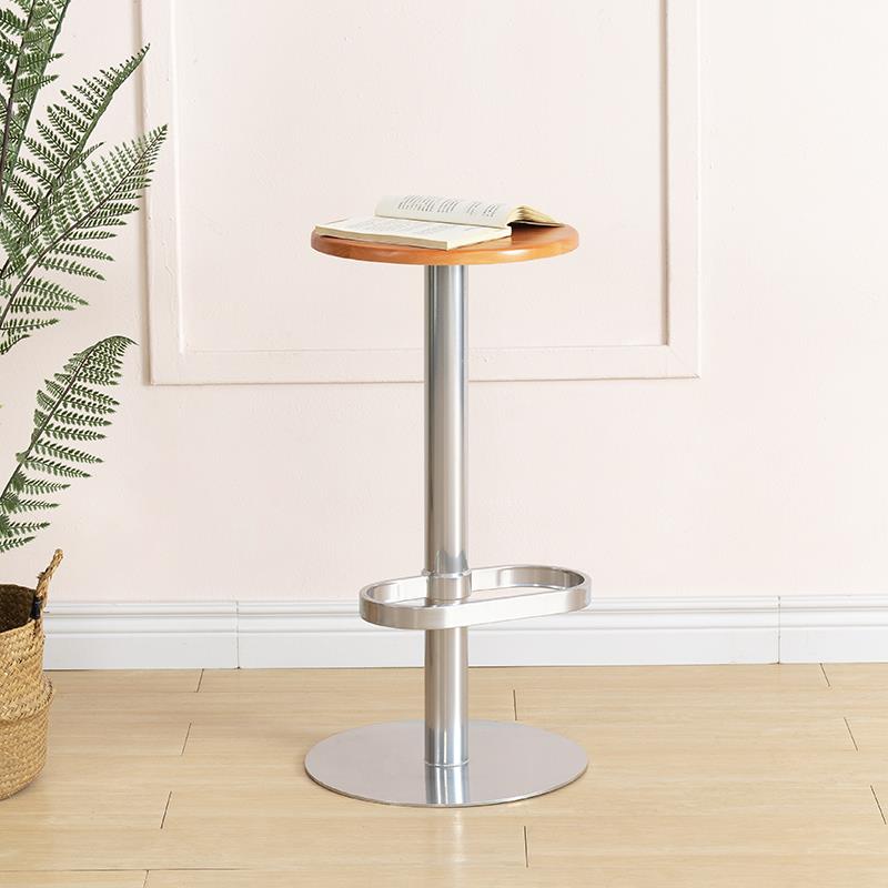 新疆包邮北欧简约吧台椅家用设计师实木现代金属高脚凳日式铁艺酒