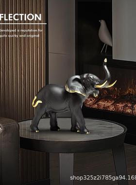 0创意大象摆件办公室桌面装饰品现代家居客厅电视柜摆设树脂工艺
