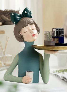 0玄关入门放钥匙收纳摆件客厅家居酒柜装饰树脂工艺品托盘现代简