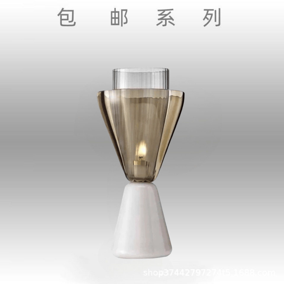 后现代大理石台灯客厅卧室创意艺术酒杯型样板房轻奢玻璃小台灯