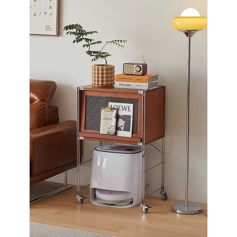 中古实木扫地机器人移动收纳柜