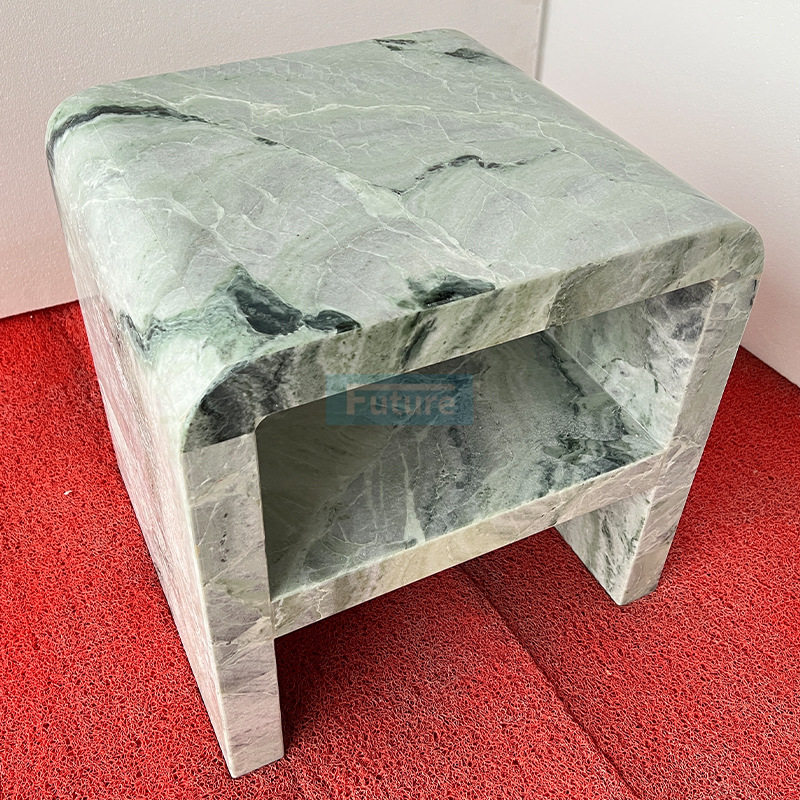 天然大理石翠绿凳子现代简约轻奢咖啡桌客厅茶几边几饭台门关凳子