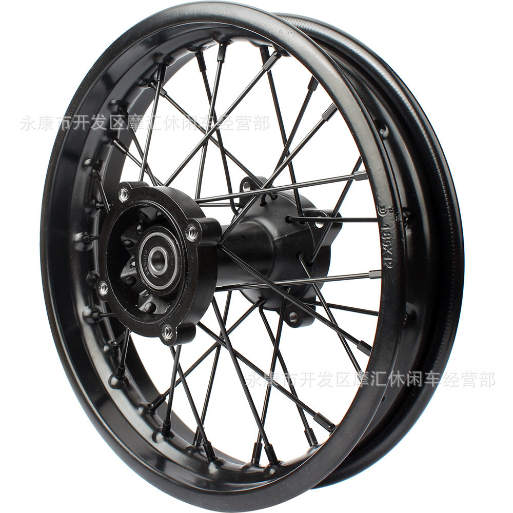 越野摩托车配件 XR50 CRF50-110CC高赛1.85-12后轮毂轮圈黑色钢丝