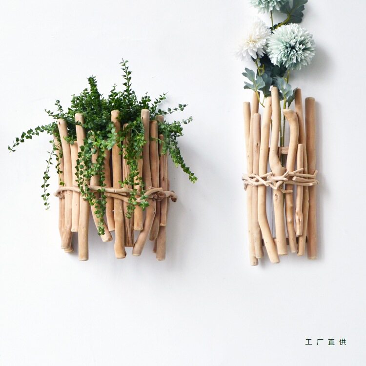 简约现代纯手工实木花瓶壁挂创意客厅玄关餐厅墙面花器装饰品挂件