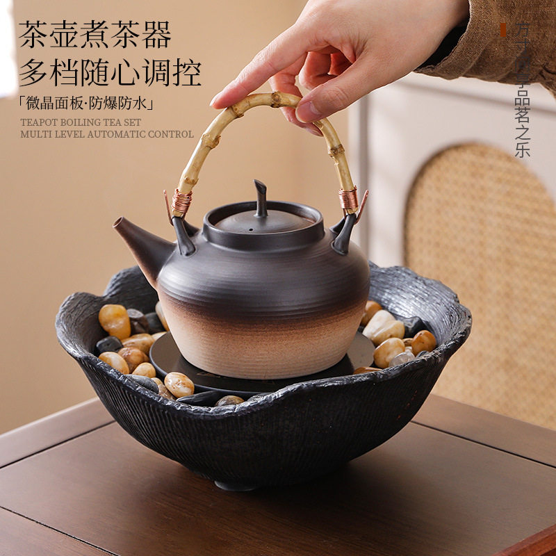 围炉电陶炉单壶陶壶煮茶壶泡茶提梁户外炭炉砂铫跳盖明火烧水茶壶