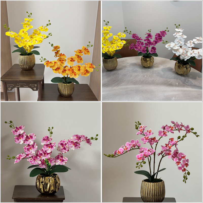 仿真蝴蝶兰手感3D蝴蝶兰套装假花兰花摆设客厅餐桌花摆家居装饰花